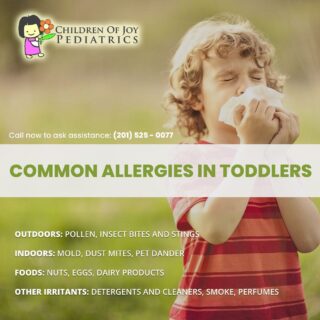 Anyone can develop allergies at any point in their life. Children are no exception to that, even toddlers. Allergies are also common for those who have a family history of allergies.Here are some ways to relieve your toddler’s allergy symptoms:✨ Bathing - Use scent-free and gentle soap and shampoo for your toddler’s bath. Bath your toddler each night to remove any allergens from the day.✨ Laundry - Use gentle cleansers and detergents when washing clothes. It is best to dry clothes inside as wind can blow pollen and other allergens on clothes.✨ Clothing - If your child is allergic to pollen, dress your child in long pants when going out to play.✨ Cleaning - Vacuum rugs and floors frequently and avoid using carpet in your house. Clean dust mites.✨ Bedroom - Use allergen-proof covers. Change sheets weekly. Replace pillows every 2-3 yearsIt is very important to treat your child’s allergies. Call to schedule an appointment with your today to help you better understand what it is that your toddler is allergic to and have a treatment plan.